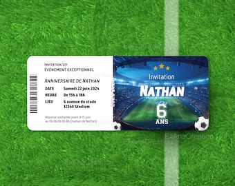 Carte d'invitation anniversaire à personnaliser - thème Football - Foot - Soccer / Faire-part anniversaire.