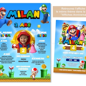 Cartão de convite de aniversário para personalizar no tema Super Mario - Videogame / Anúncio de aniversário imagem 6