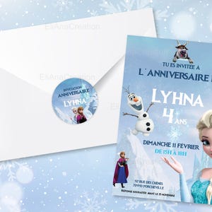 Carte d'invitation anniversaire à personnaliser sur le thème Reine des Neiges image 2