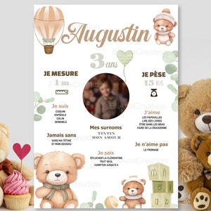 Póster de cumpleaños para personalizar - Tema Teddy