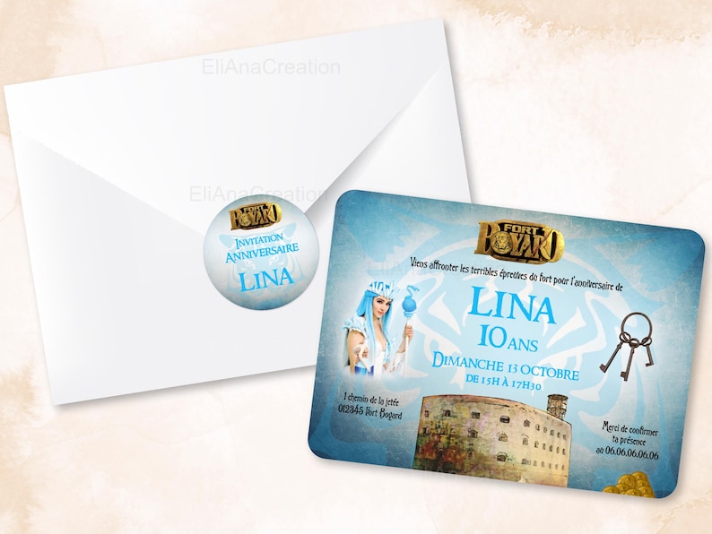 Carte d'invitation anniversaire à personnaliser sur le thème Fort Boyard / Faire-part anniversaire image 4