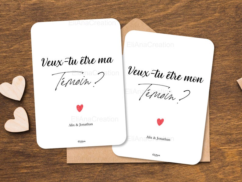 Carte demande Témoin à personnaliser : Veux-tu être mon / ma Témoin - Annonce originale pour être demoiselle d'honneur & garçon d'honneur image 3