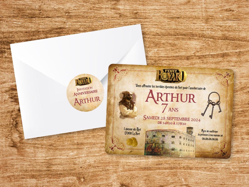 Carte d'invitation anniversaire à personnaliser sur le thème Fort Boyard / Faire-part anniversaire image 3