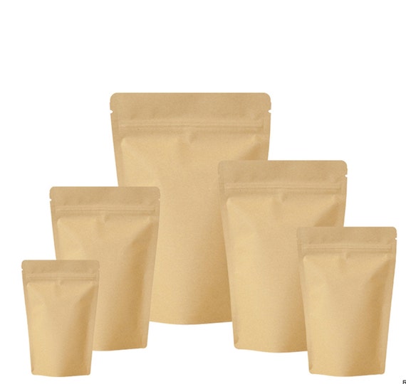 Kraft Paper Stand up Pouch Mylar Bag Heat Seal Food Grade Zip Lock