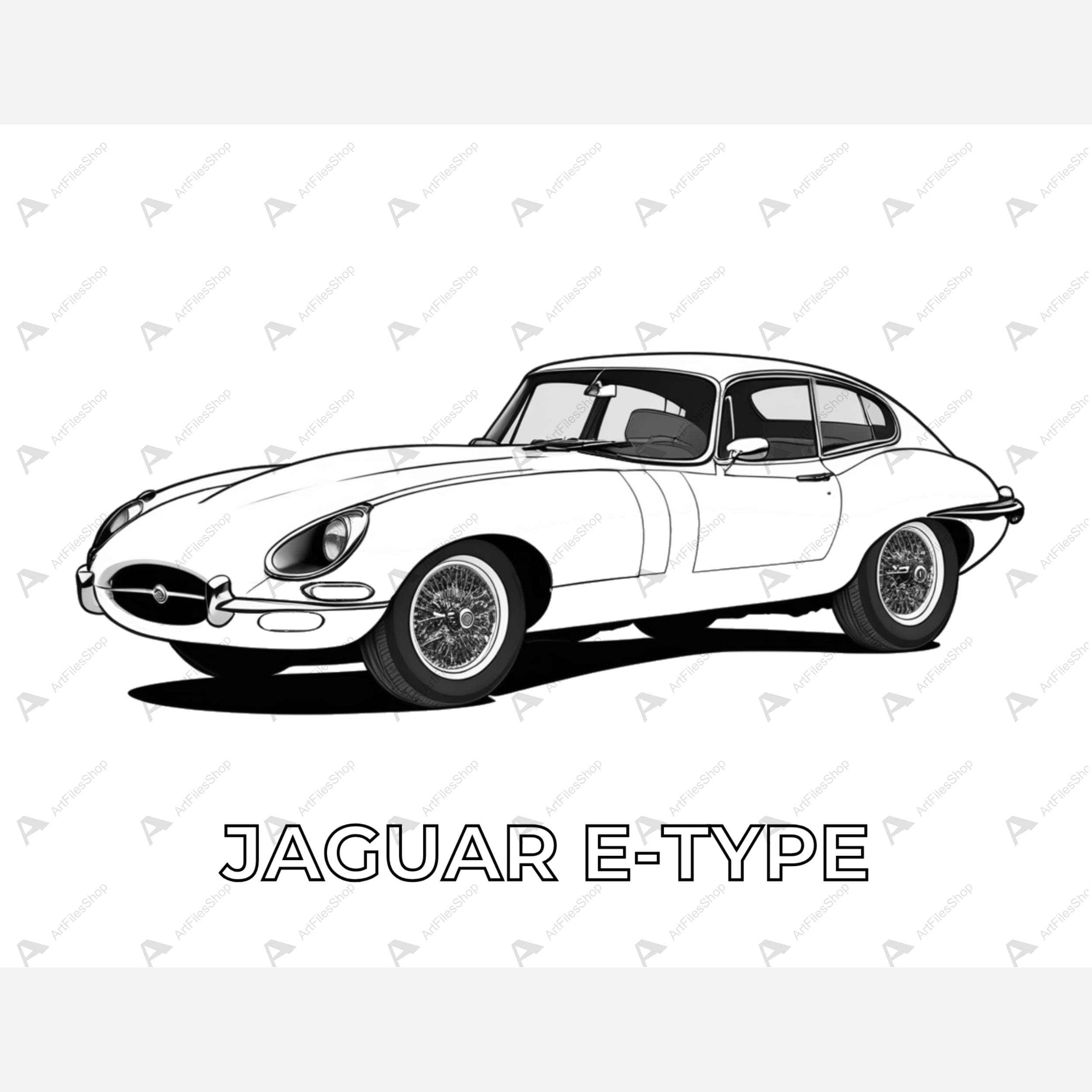 Jaguar E-type Colouring Pages – Classic British Car (PDF Download