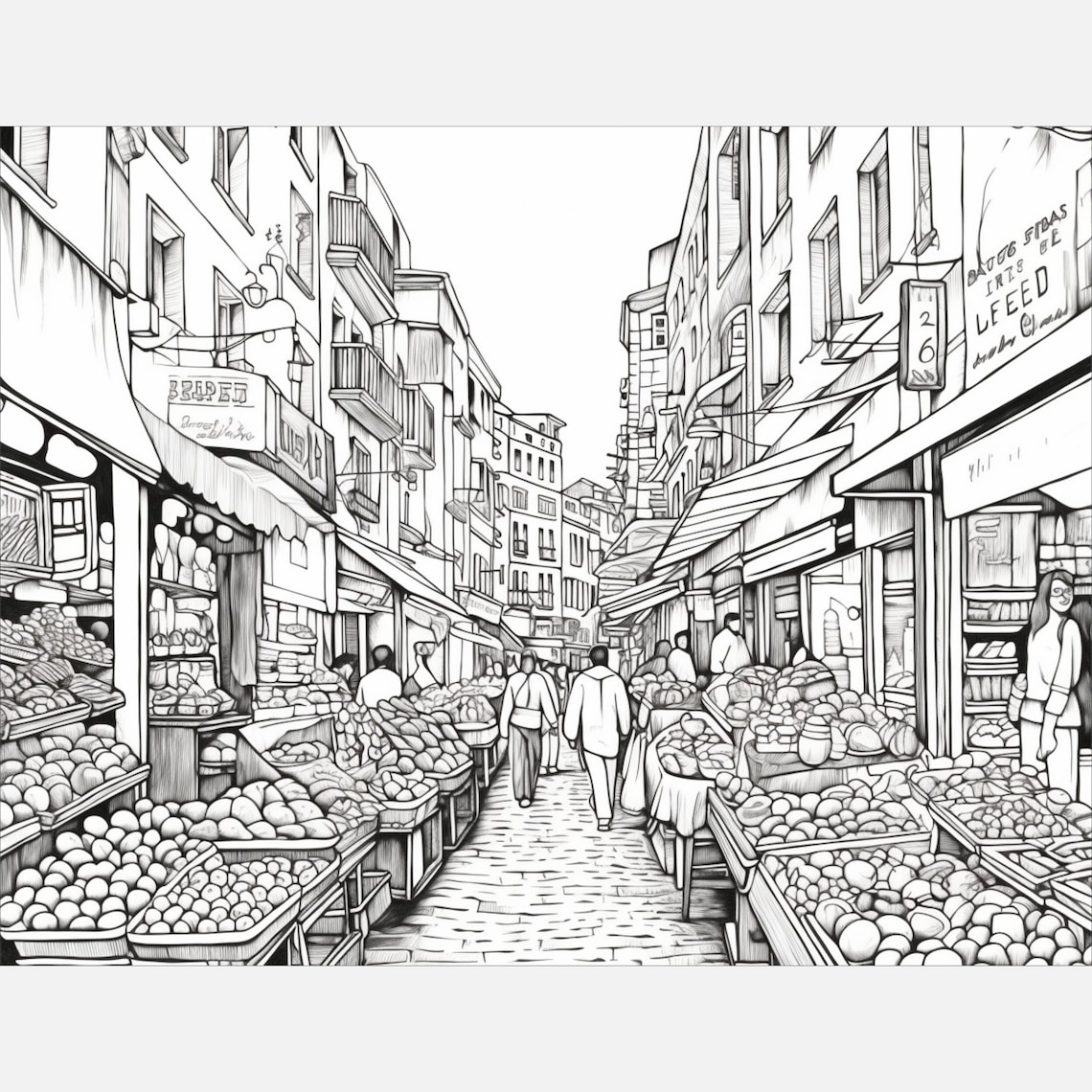 50 Street Scenes Colouring Pages for Adults Urban City Streets With ...