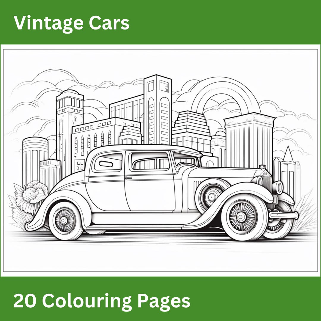 20 Vintage Cars Colouring Pages for Adults - Etsy