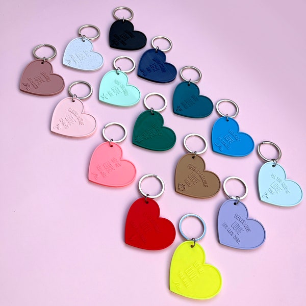 Porte clé personnalisé, Coeur "Love", porte clé personnalisé Coeur, couleurs, idée cadeau, cadeau personnalisé, Saint-Valentin