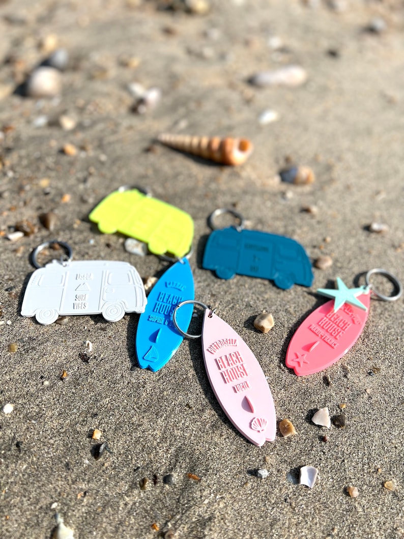 Porte clé personnalisé, planche de Surf Beach House, porte clé personnalisé surf, couleurs, idée cadeau, cadeau personnalisé image 2