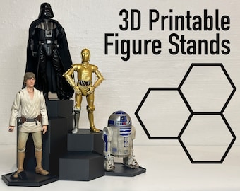 6" Action Figure Hexagon Stands and Risers - STL 3D Print Files