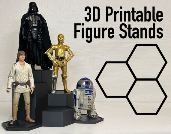 6 Action Figure Hexagon Stands and Risers STL 3D Print Files 