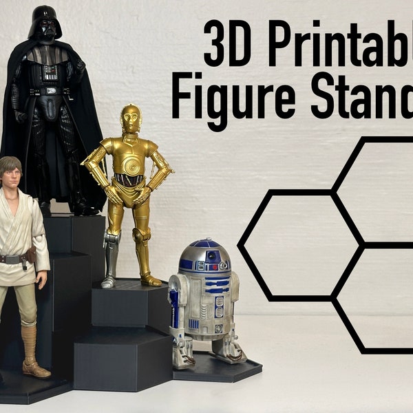 6" Action Figure Hexagon Stands and Risers - STL 3D Print Files