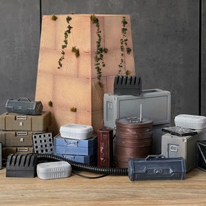 Yavin Rebel Base Crates and Column Diorama STL Files Star Wars Black Series, oder andere 6&quot;Actionfiguren