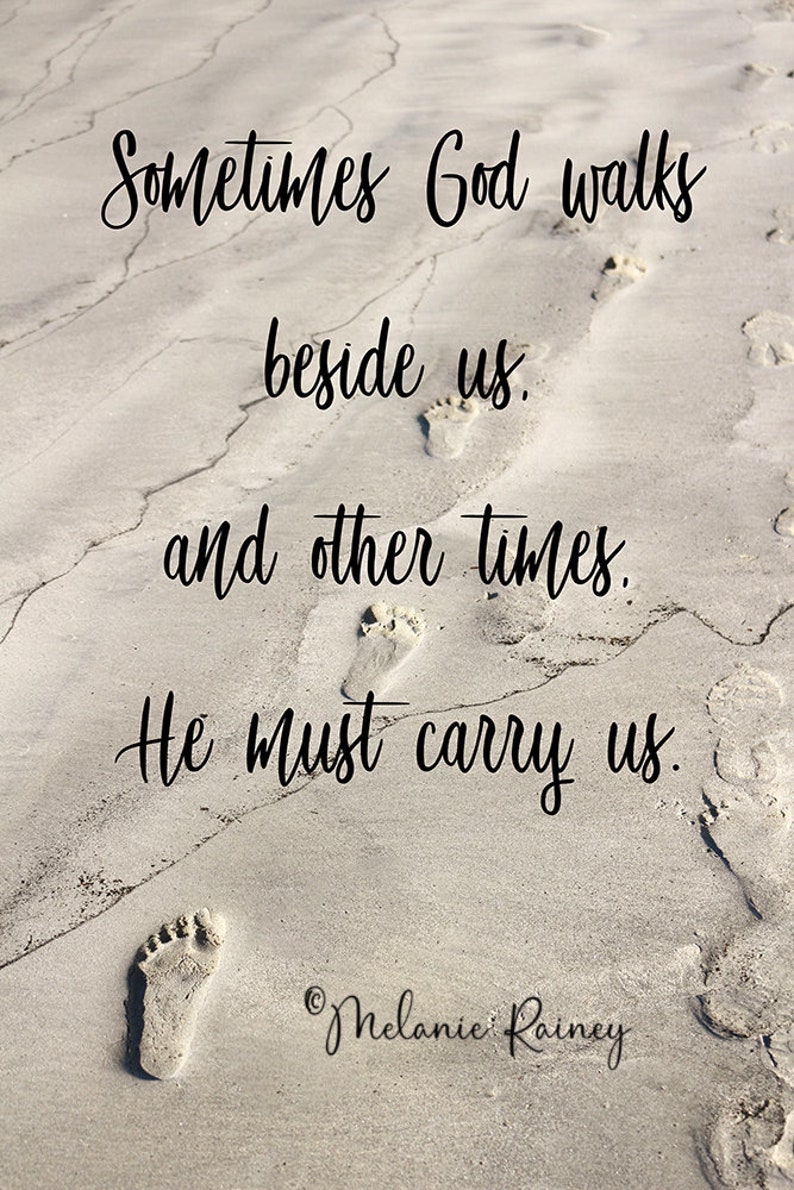 Footprints in the Sand, Printable, Christian Wall Art, Scripture