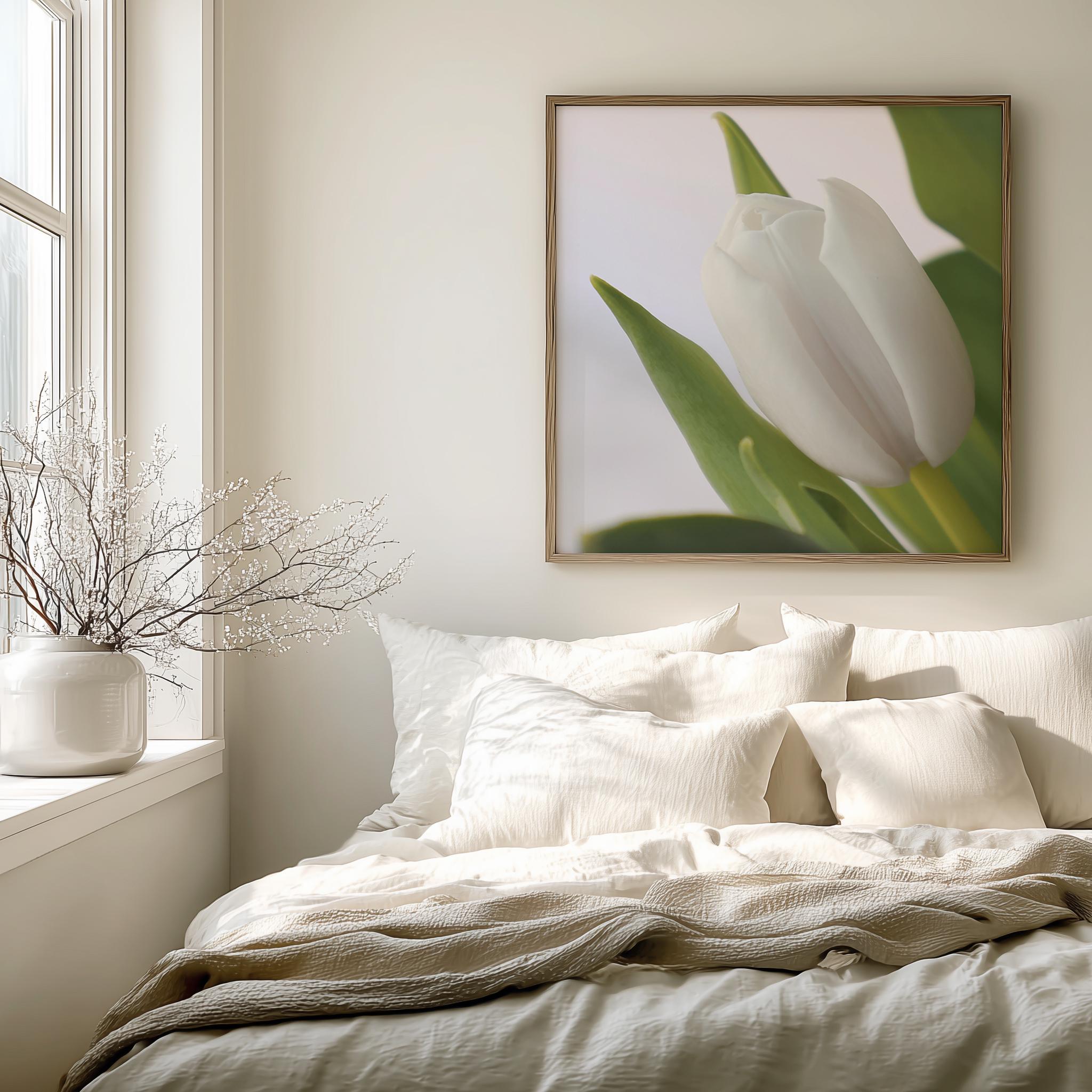 White Tulip Wall Art, Neutral Floral Photography, Minimal Botanical ...