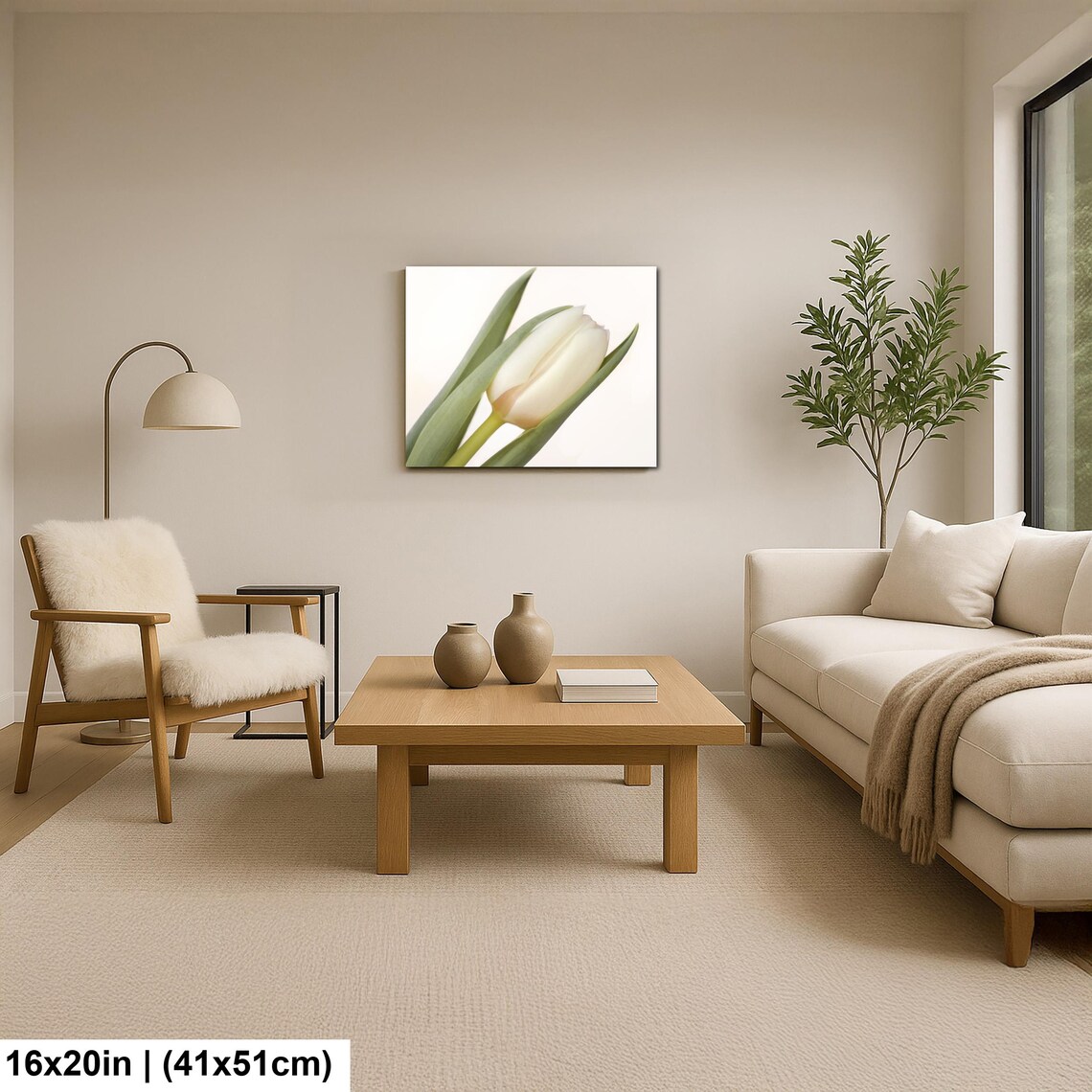 White Tulip in Stillness, Soft Neutral Floral Wall Art Print - Etsy
