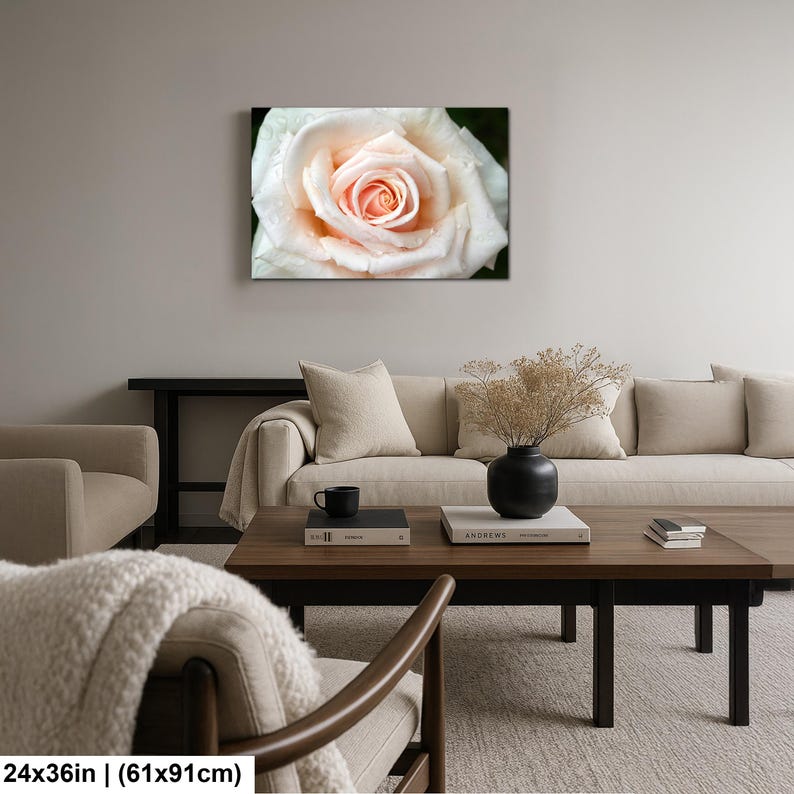 Blush Rose Photography Print, Soft Floral Botanical Wall Art for ...