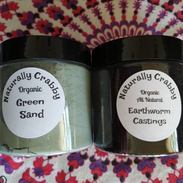 Green Sand and Worm Castings 6 ounce Jars for Hermit Crabs