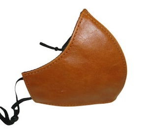 Face Mask Leather Adjustable Protective Fashion Face Covering Adult Unisex - Custom initials