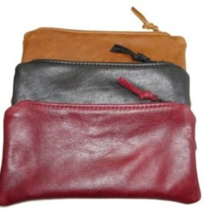 Astuccio portapenne nuovo in vera pelle con cerniera, portapenne/matite/monete, 37 VENDUTI