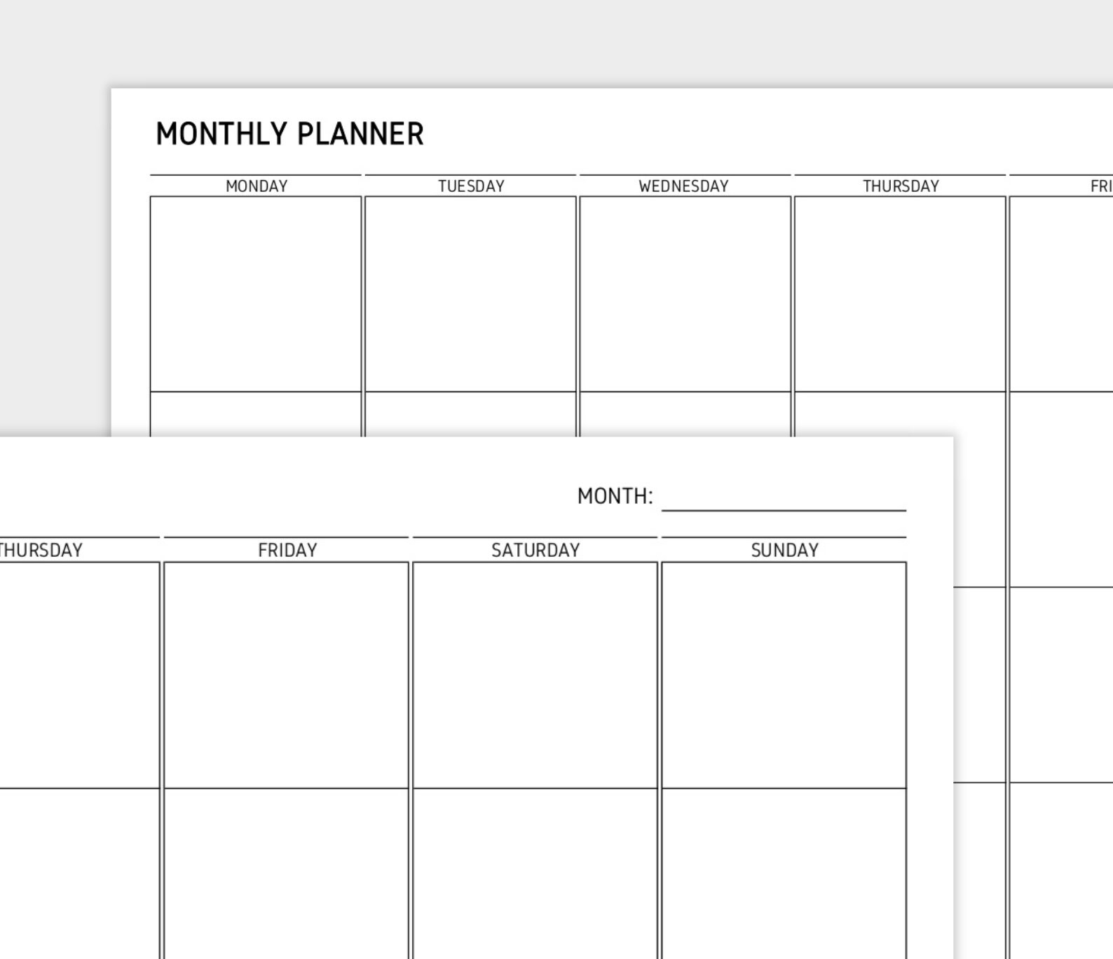 A4 Minimal Undated Printable Calendar | Digital Monthly Planner