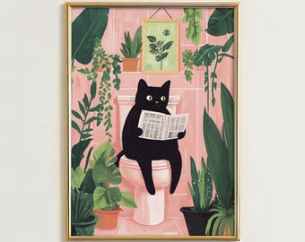 Lustiges Badezimmer-Schild Mit Schwarzer Katze – 'Excuse Me...' Wanddeko, 12,7 X 25,4 Cm