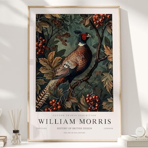 William Morris Druck, William Morris Kunst, Ausstellungsplakat, Vögel William Morris, William Morris Blue, Fasan, Kunstdruck, Wandkunst