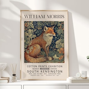 William Morris Print, William Morris Art, Exhibition Poster, Woodland Nursery Decor, Fox Gifts, Fox Art, Nature Wall Art, Animal Prints