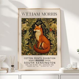 William Morris Print, William Morris Art, Exhibition Poster, Woodland Nursery Decor, Fox Gifts, Fox Art, Nature Wall Art, Animal Prints