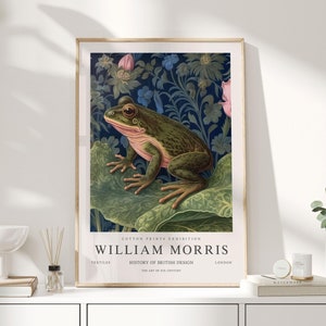 Impresión de William Morris, arte de William Morris, póster de exposición, decoración de guardería con temática de bosque, regalos de ranas, arte de ranas, arte mural de naturaleza, impresiones de animales