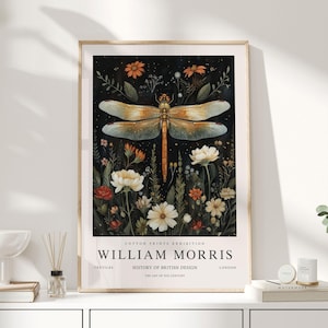 William Morris Print, William Morris Art, Exhibition Poster, William Morris UK, Dragonfly Pictures, Dragonfly Poster, Dragonfly Gifts