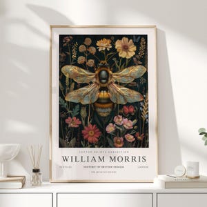 William Morris Print, William Morris Art, Exhibition Poster, Bee Decor, Honey Bee, Bumble Bee Decor, Honey Bee Decor, Bumblebee,