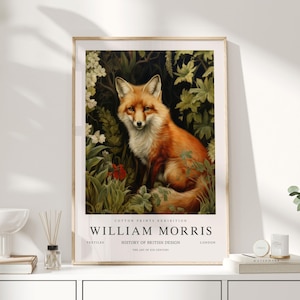 William Morris Print, William Morris Art, Exhibition Poster, Woodland Nursery Decor, Fox Gifts, Fox Art, Fox Prints, Fox Wall Art