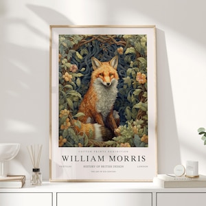 William Morris Print, William Morris Art, Exhibition Poster, Woodland Nursery Decor, Fox Gifts, Fox Art, Fox Prints, Fox Wall Art