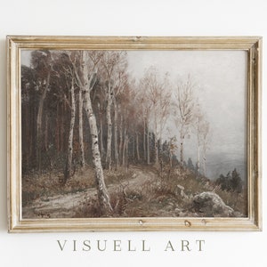 Peinture forestière rustique | impression de bouleau vintage | Nature Art Décor TÉLÉCHARGEMENT NUMÉRIQUE IMPRIMABLE