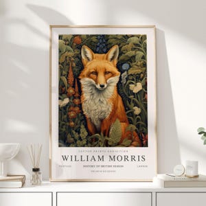 William Morris Print, William Morris Art, Exhibition Poster, Woodland Nursery Decor, Fox Gifts, Fox Art, Fox Prints, Fox Wall Art