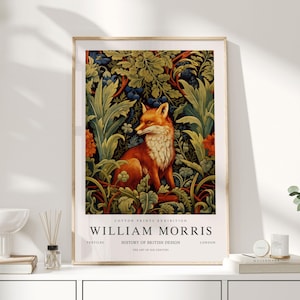 William Morris Print, William Morris Art, Exhibition Poster, Woodland Nursery Decor, Fox Gifts, Fox Art, Fox Prints, Fox Wall Art