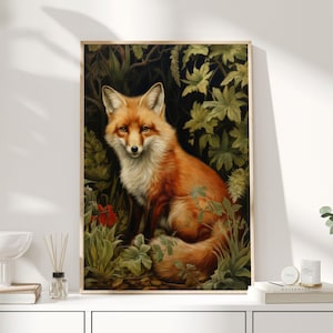 William Morris Print, William Morris Art, Exhibition Poster, Woodland Nursery Decor, Fox Gifts, Fox Art, Fox Prints, Fox Wall Art