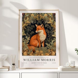 William Morris Print, William Morris Art, Exhibition Poster, Woodland Nursery Decor, Fox Gifts, Fox Art, Fox Prints, Fox Wall Art