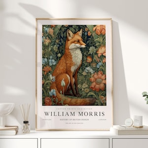 William Morris Print, William Morris Art, Exhibition Poster, Woodland Nursery Decor, Fox Gifts, Fox Art, Nature Wall Art, Animal Prints