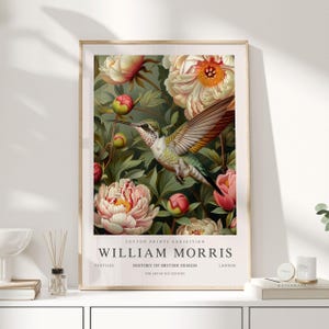 Impresión de William Morris, Arte de William Morris, Póster de exposición, Aves William Morris, William Morris Green, Colibrí, Impresión artística, Arte mural
