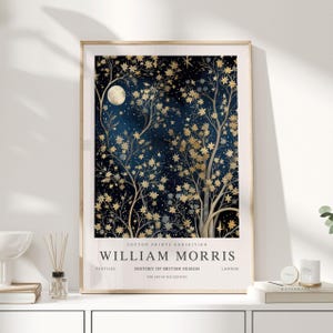 William Morris Print, William Morris Art, Exhibition Poster, Celestial Artwork, Moon Print, Space Print, Night Sky Print,William Morris Moon