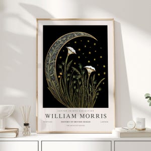 William Morris Print, William Morris Art, Celestial Artwork, Moon Print, Space Print, Night Sky Print, Moon and Stars, Stars Print
