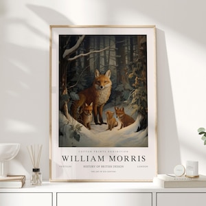 William Morris Print, William Morris Art, Exhibition Poster, Woodland Nursery Decor, Fox Gifts, Fox Art, Fox Prints, Fox Wall Art