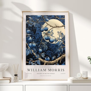 William Morris Print, William Morris Art, Celestial Artwork, Moon Print, Space Print, Night Sky Print, Moon and Stars, Stars Print