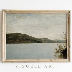PRINTABLE Antique Lake Painting, Vintage Print, Rustic Decor Downloadable, Digital Download