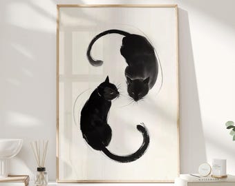 黒猫の墨絵：日本の禅の水墨画 - Etsy 日本