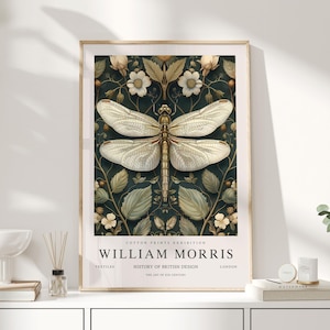 William Morris Print, William Morris Art, Exhibition Poster, William Morris UK, Dragonfly Pictures, Dragonfly Poster, Dragonfly Gifts