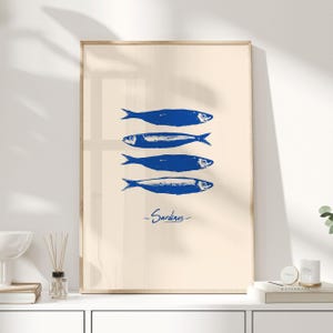 Sardine Print, Sardine Poster, Sardines, Kitchen Wall Art, Food Poster, Food Art, Fish Wall Art, Sardine Painting, Sardines Tin Print