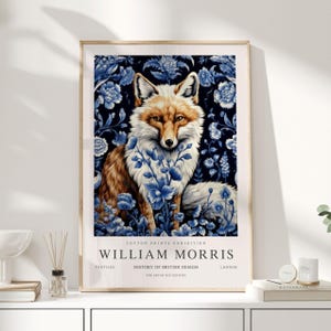 William Morris Print, William Morris Art, Exhibition Poster, Woodland Nursery Decor, Fox Gifts, Fox Art, Fox Prints, Fox Wall Art